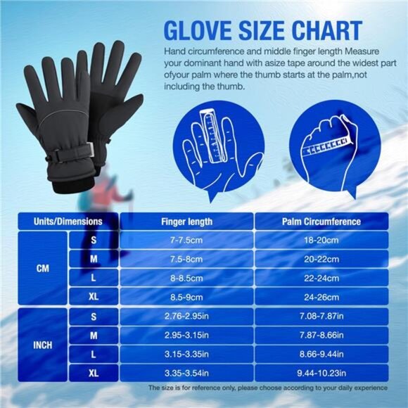 Men's Winter Ski Gloves Upgraded Windproof  Thermal with Touchscreen Fingers - Picture 6 of 6